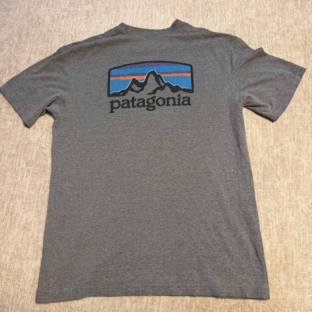 Patagonia Graphic Logo T-Shirt Gray Short Sleeve Men's Small